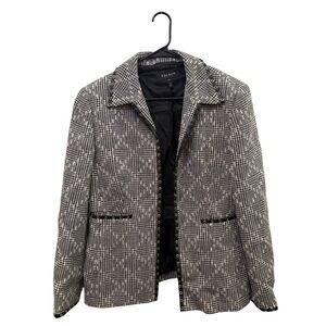 Escada Black and White Studded Jacket with Geometric Pattern